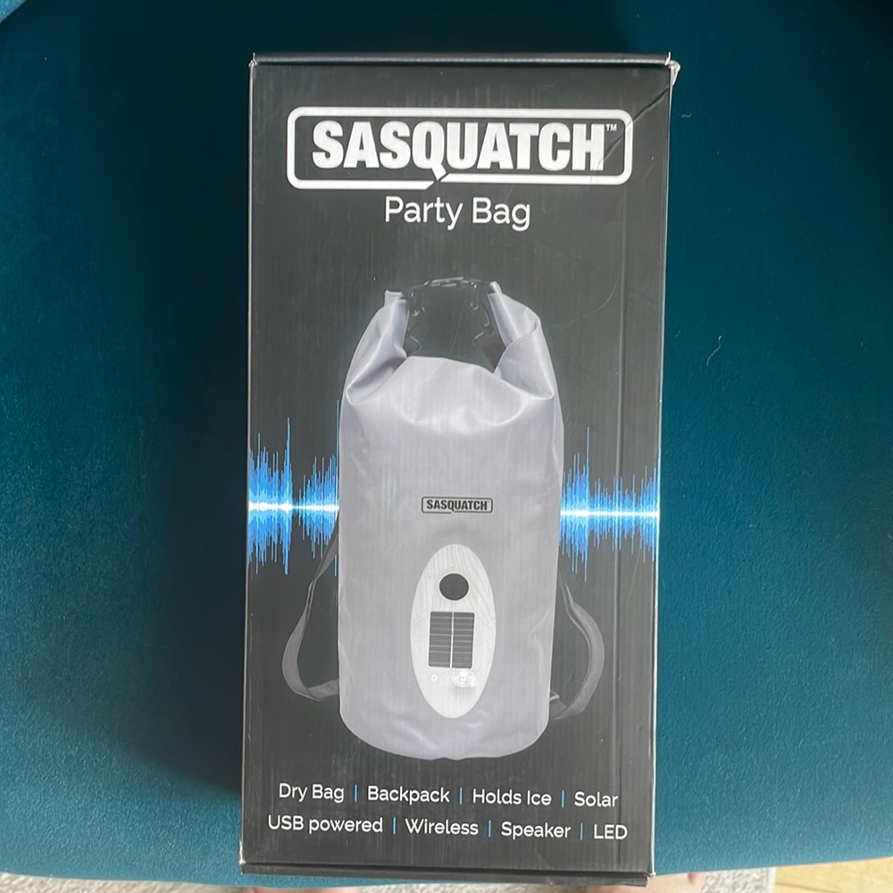 Sasquatch Party Bag. Dry bag backpack with Bluetooth speaker
